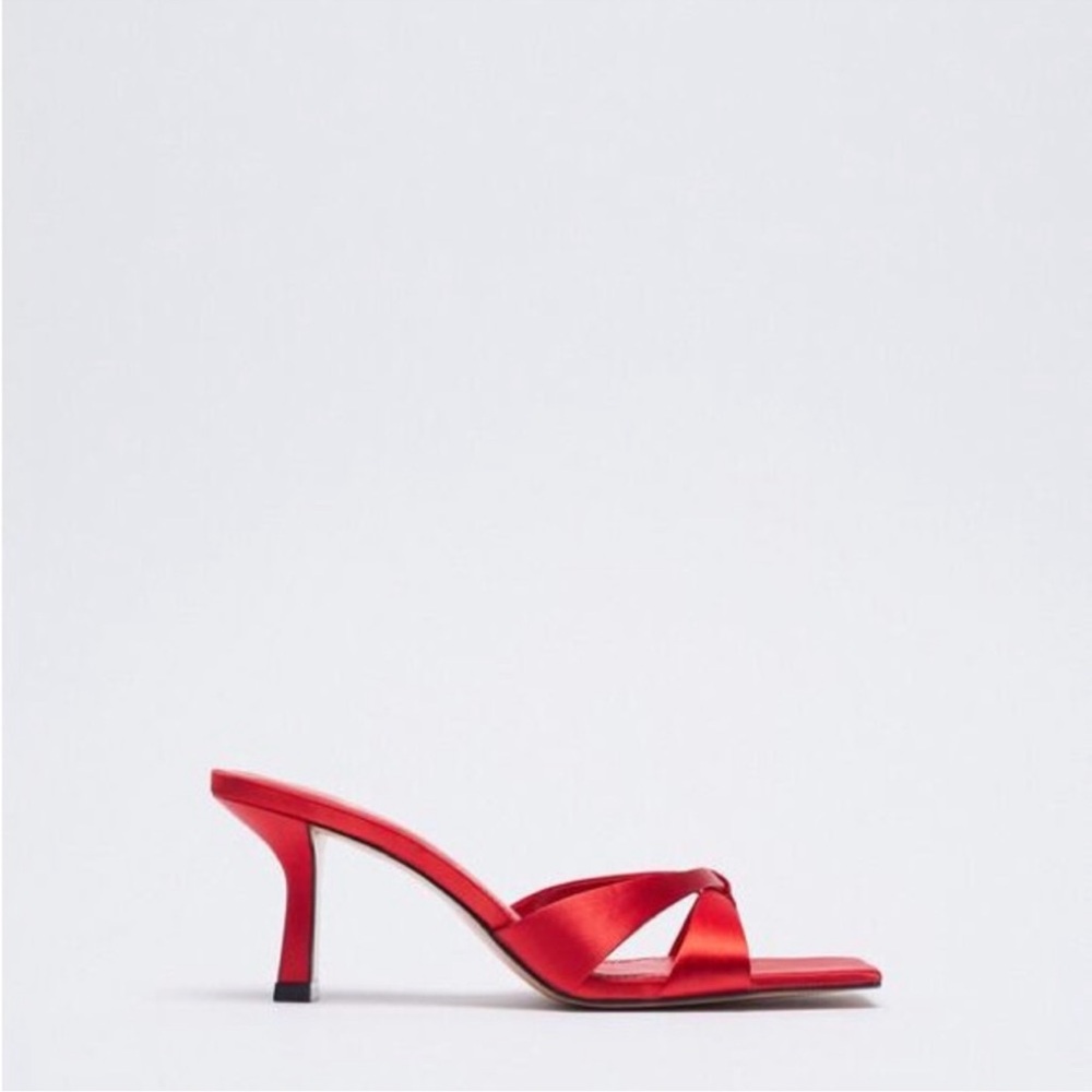 Zara red satin mule size 8. Never worn.